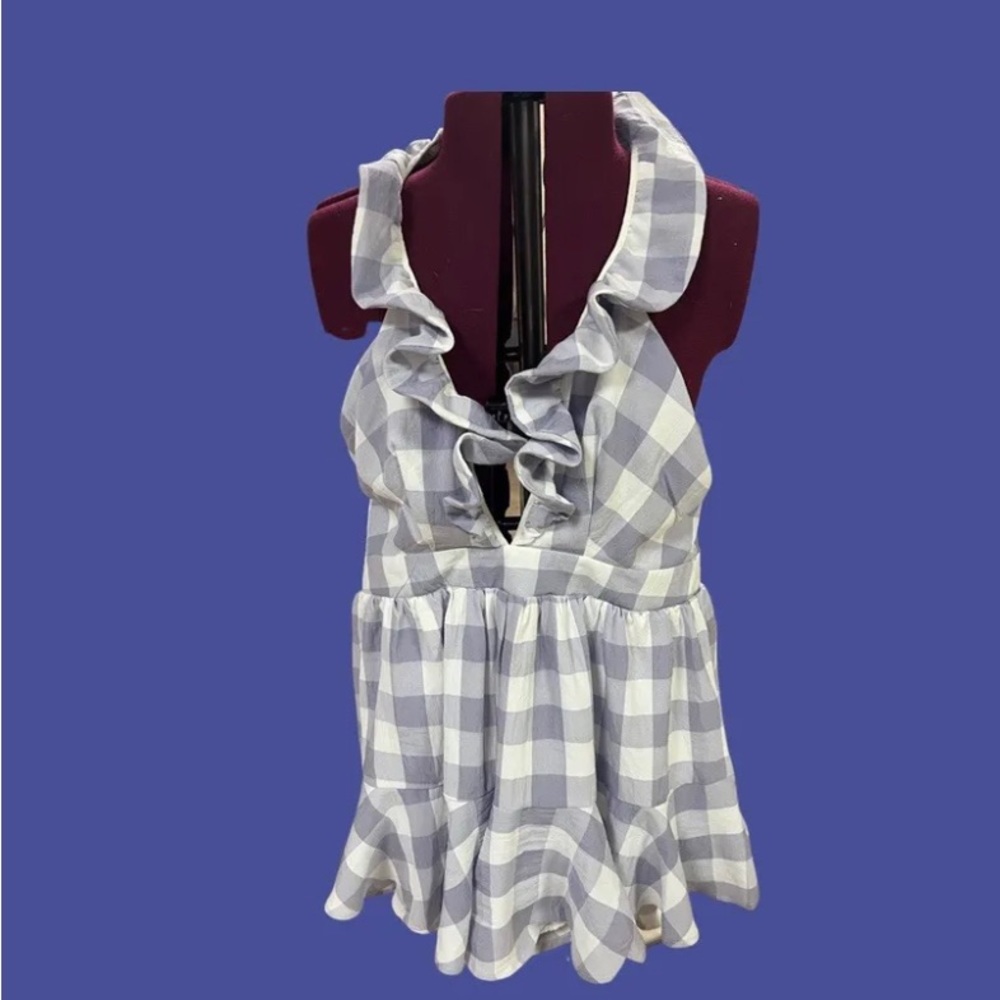 Maple Boutique orchid check romper With Ruffles women’s L